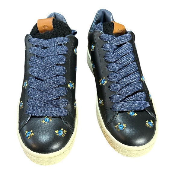 Coach Black Floral Embroidery Low Top Sneaker - Picture 3 of 6